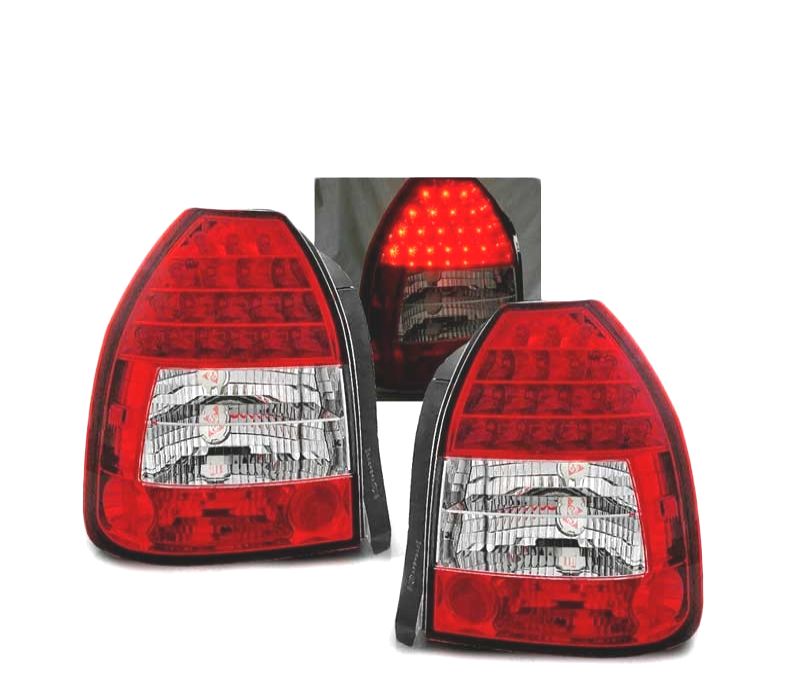 FAROLINS TRASEIROS LED HONDA CIVIC 3P 95-01 VERMELHO CRISTAL