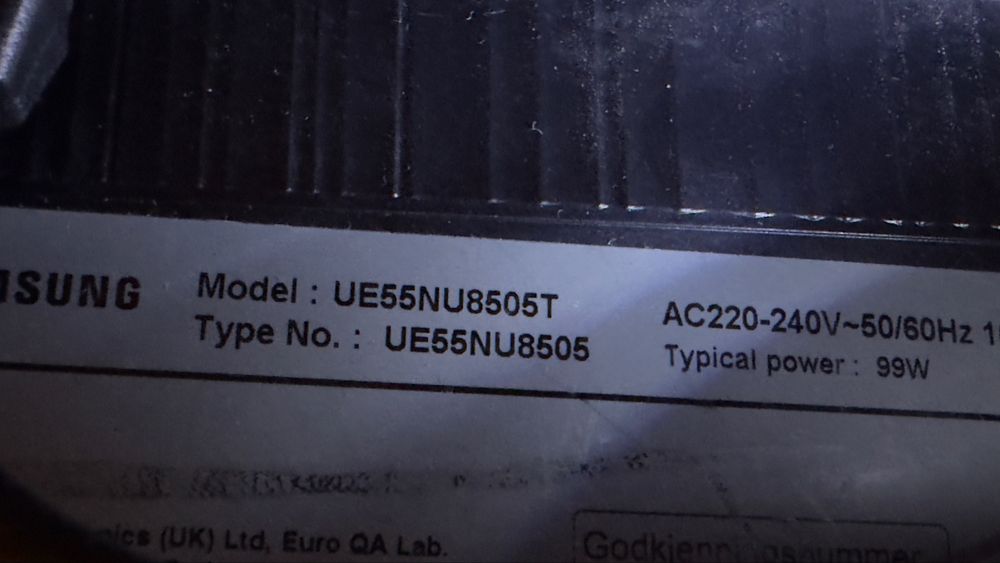 TV Samsung UE55NU8505T 4K UHD - Tela partida - Para peças ou reparação