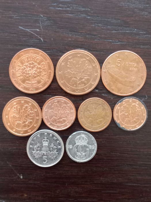 Monety 1 Cent, 2 Cent, 5 Cent, 5 Pence, 10 Ore