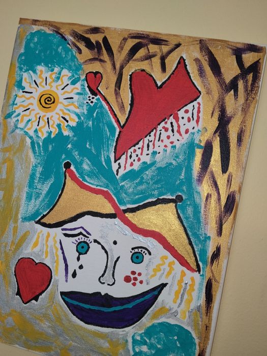 Tela pintada com tinta acrílica