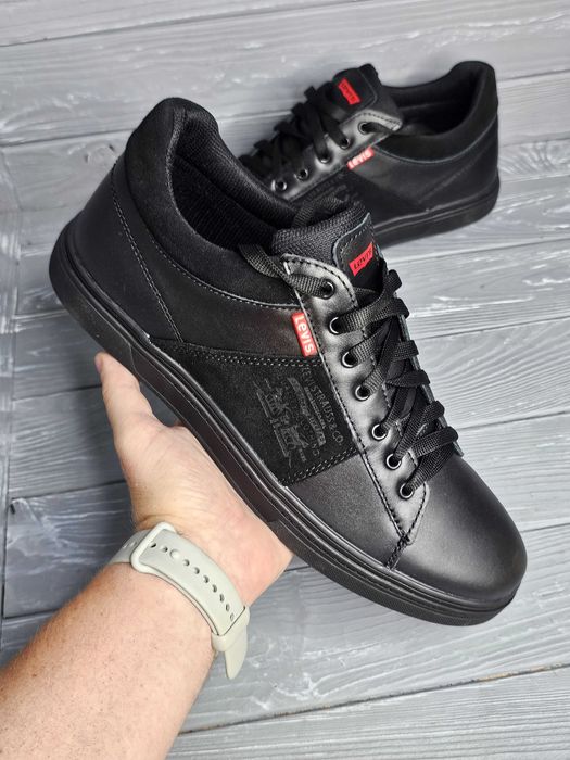 Кожаные мужские широкие черные коричневые кеды кроссовки!