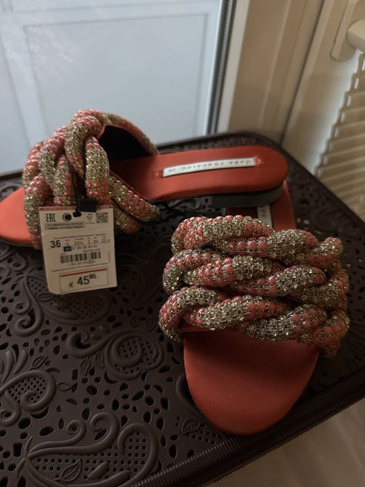 Zara шлепанцы стразы