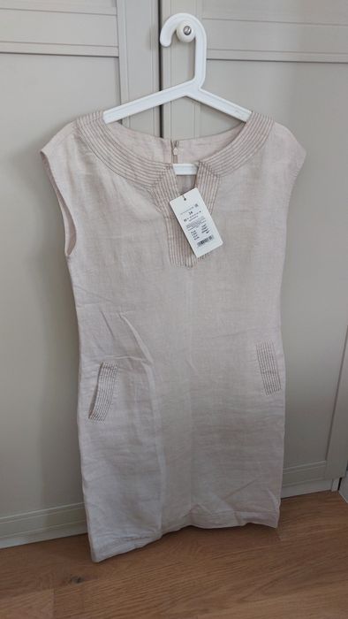 Tatuum nowa lniana sukienka z metką rozmiar 34 beżowa len