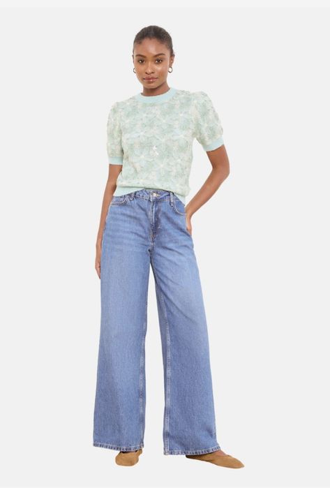 LIPSY bluzka / sweterek miętowo-biała rozm. S cekiny, hafty