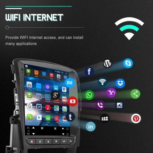 Rádio Vertical 9,7 Android Opel Astra 2009-15 GPS Carplay Wi-Fi 2/32GB