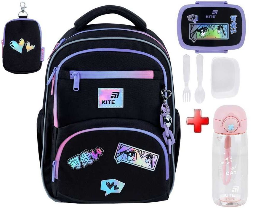 Рюкзак шкільний Kite Education Anime Dream K26-773M-2  подарунок пляшка та ланчбокс  (на зріст дитини 130-145 см)