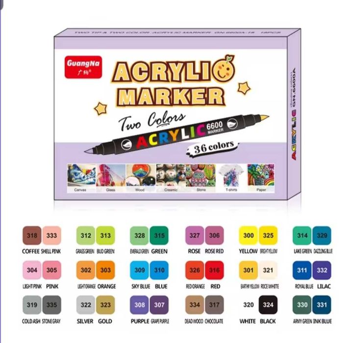 MARKERY pisaki akrylowe z podwójną końcówką