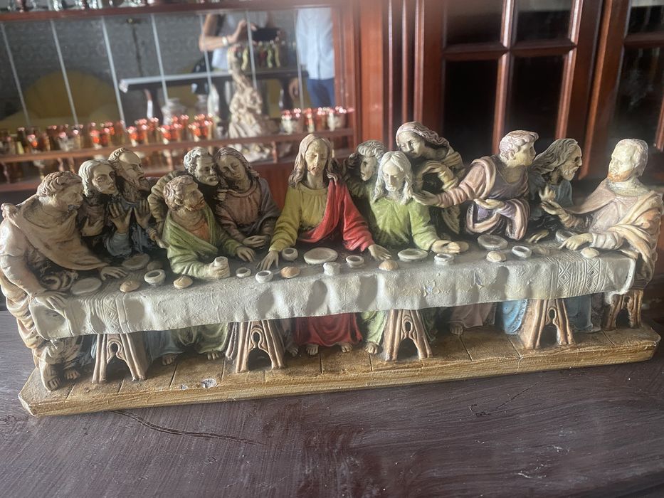 Antiguidades - Quadro e peça  lapidada   “Ceia de Cristo”