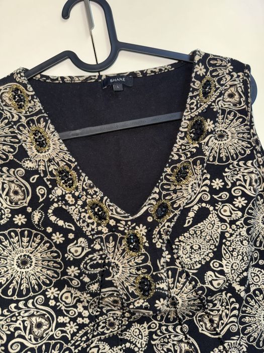 Bluzka z ozdobnym dekoltem L 95% bawełna