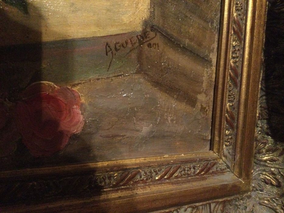 Pintura Óleo Rainha Santa Isabel Arte Sácra Assinada de 1901 1,28 mt