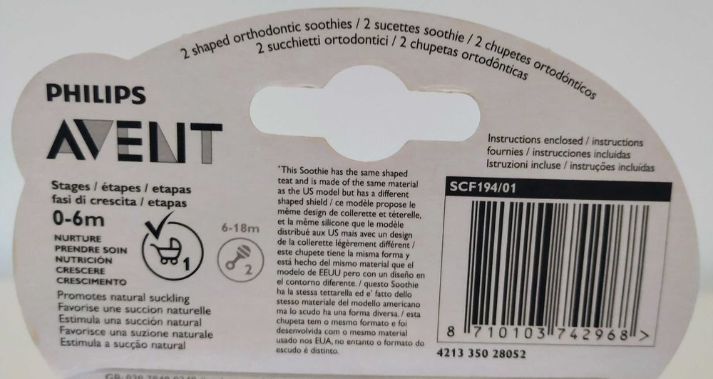 Chupetas Philips Avent Soothie 3m+