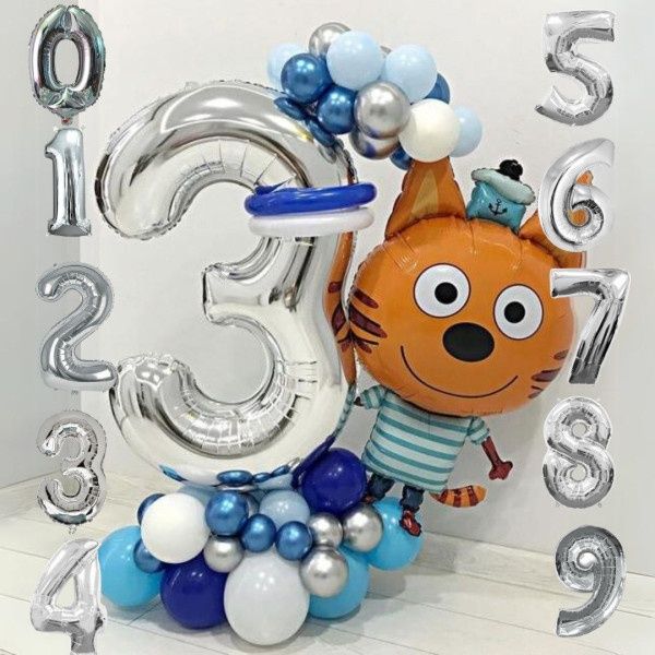 Фотозона три кота Карамелька Коржик Компот на день рождения гирлянда