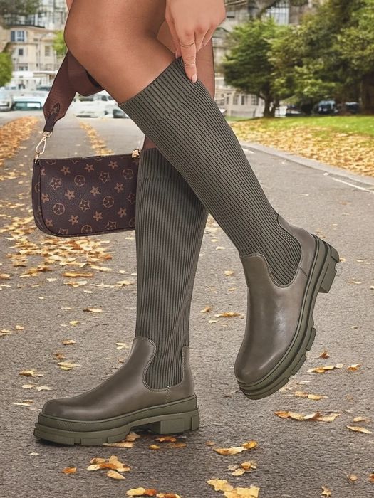 2 KOLORY 36 37 38 kozaki 39 40 41 z materiałową cholewką skarpetą