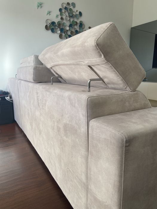 Sofa chaise long com encostos e assentos regulaveis - beje