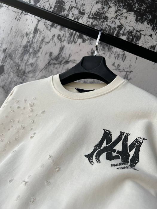 AMIRI рванный мужской свитшот реглан батник кофта свитер порванный