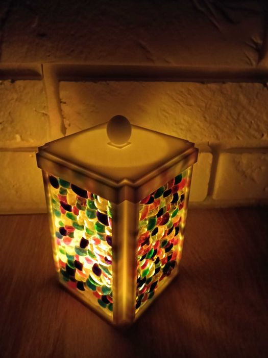 Lampion 3D Znicz unikatowy witraż świetlny żywica