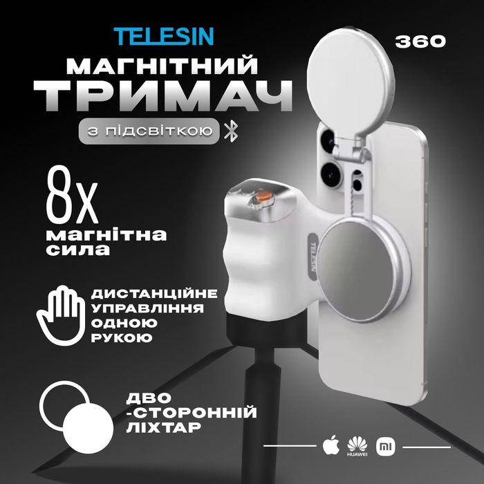 Магнітний тримач TELESIN з Bluetooth і світлом