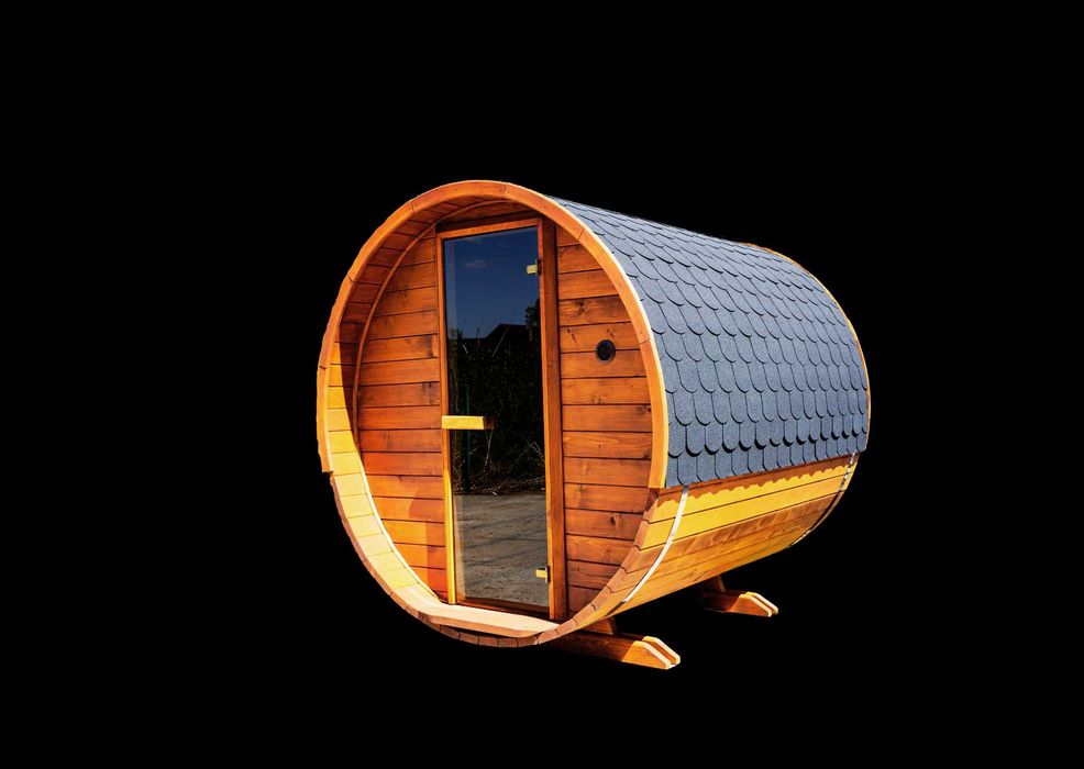 sauna ogrodowa beczka 200cm, spa producent saun i bali ogrodowych