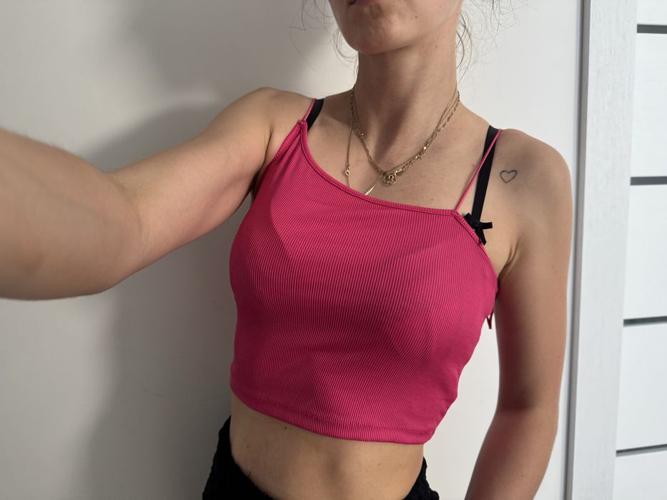 Bluzeczka top crop różowy prążek