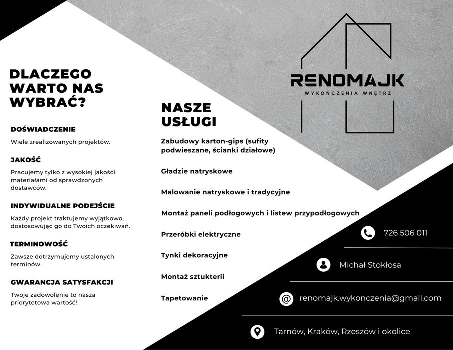 Wykończenia wnętrz , gładzie , malowanie natryskowe