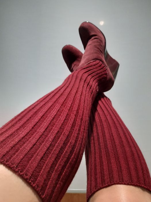 Бордові високі чоботи-панчохи Voile Blanche made in Italy 38