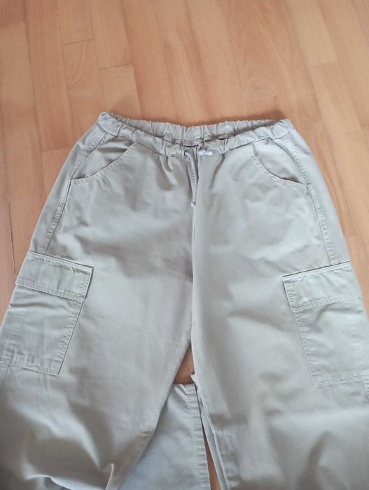 Calças desportiva Verde Tropa Bolsos elástico cinta Gang Tam 42 USADAS