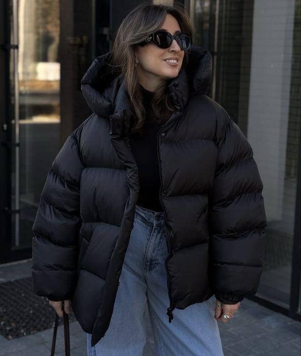 зимовий пуховик чорний