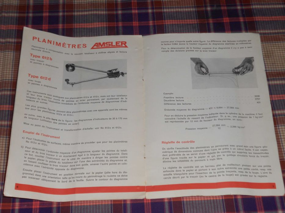Manual antigo planimetro Amsler modelo 612