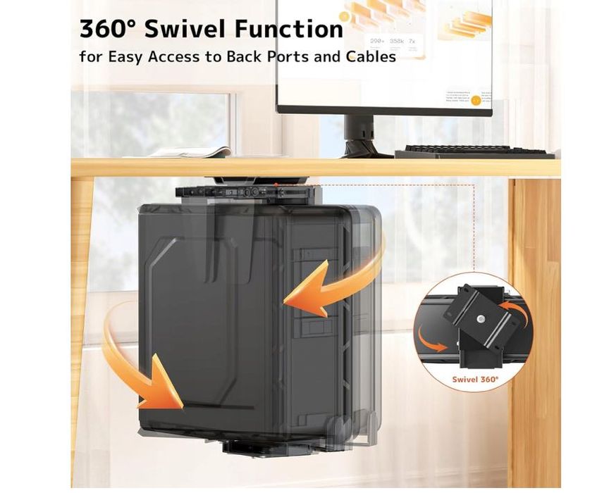 PUTORSEN Regulowany uchwyt do komputera montaż ścienny 360 stopni,