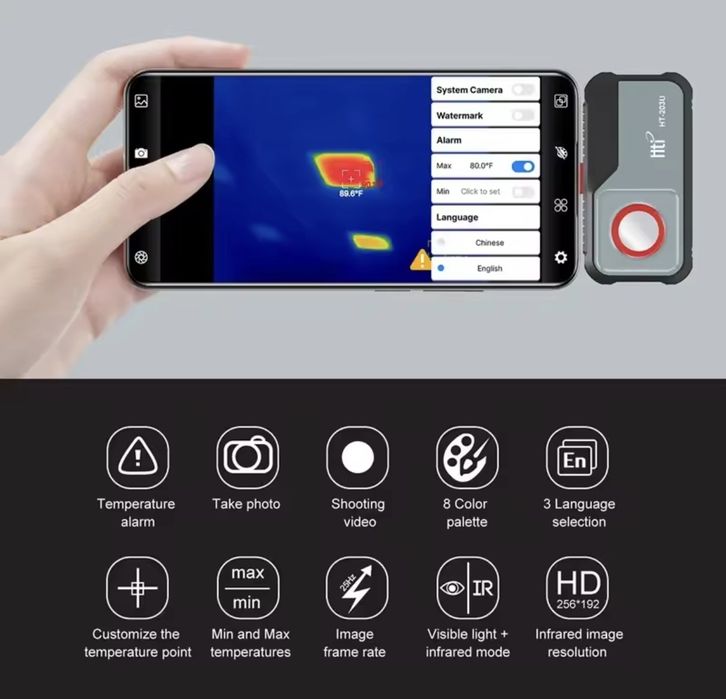 Термокамера HTI HT-203U-i 256*192 пікселів -20°C~550° Інфрачервоний тепловізор
