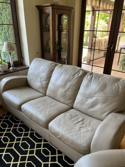 Skórzana sofa beżowy kolor