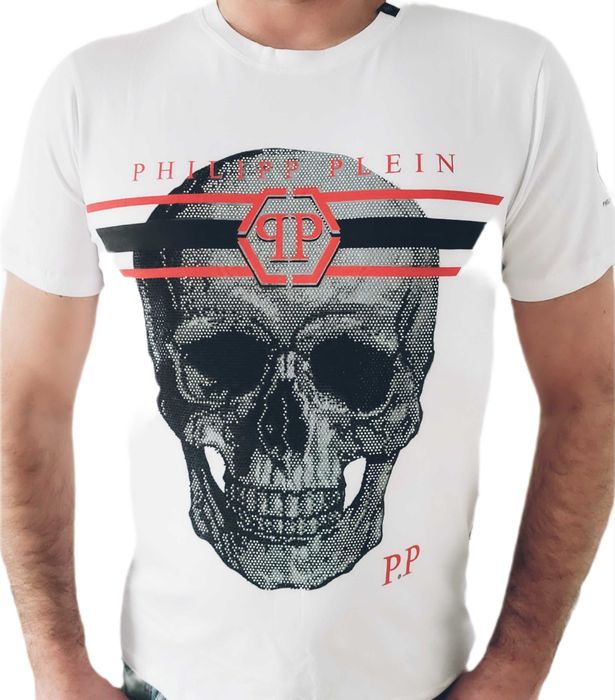 Koszulka męska Philipp Plein Zdobienia biała