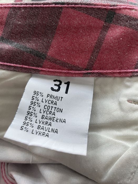 Nowe spodnie w kratkę, kolor róż, rozm. 31