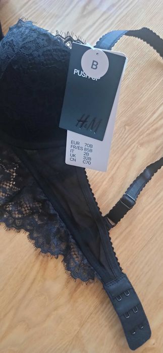 Бюстгальтер H&M, бюст, H&M, 70 B, Push up, чёрный, кружево