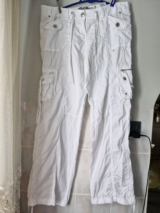 Białe spodnie damskie  bojówki XXL Next t