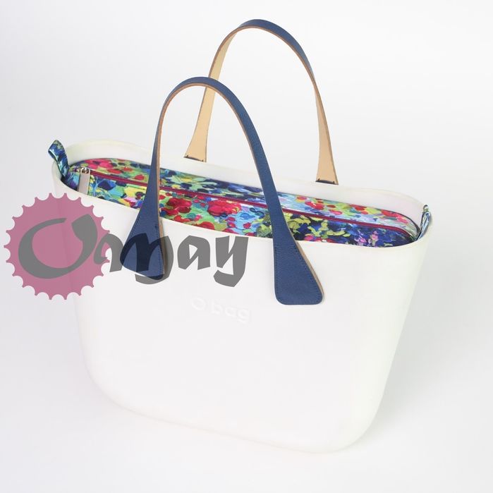 organizer OBAG MINI kolorowe kwiaty akwarela różowy 2 kieszenie OMAY