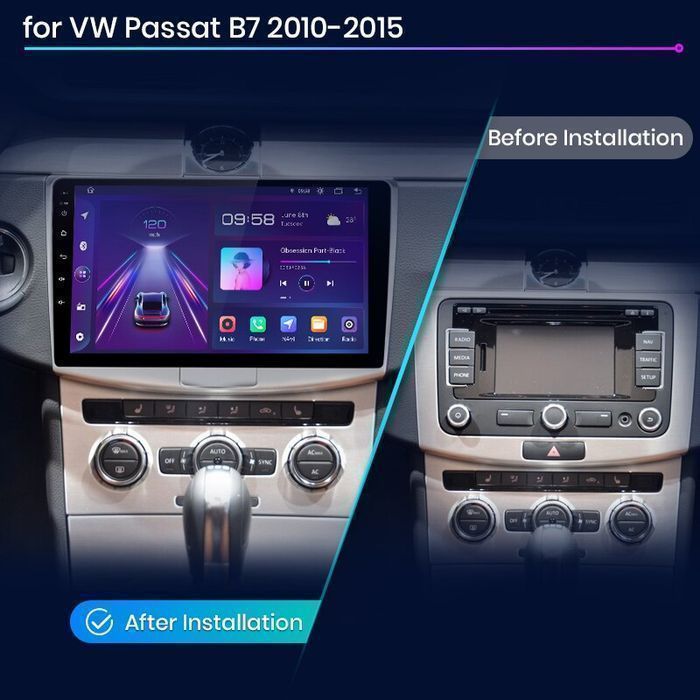 VW Passat B6 B7 CC 2005–2015 – Radio Android 15 10.1" CarPlay Android Auto 2GB/32GB GPS Nawigacja Stacja Multimedialna WiFi Bluetooth PL