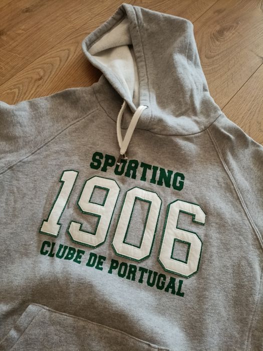 Sweat c/ capuz algodão cinzento Sporting
