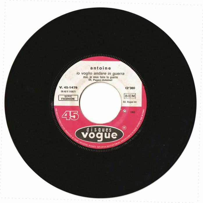 Antoine - La Tramontana / Io Voglio Andare In Guerra - 1968 Vogue - France 7"
