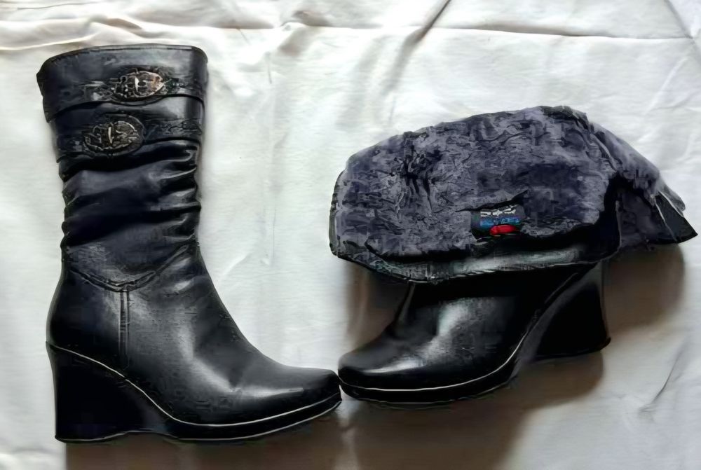 Сапоги женские зимние,  натуральная кожа и мех !