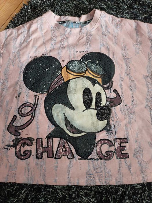 Nowy tshirt pudrowy myszka