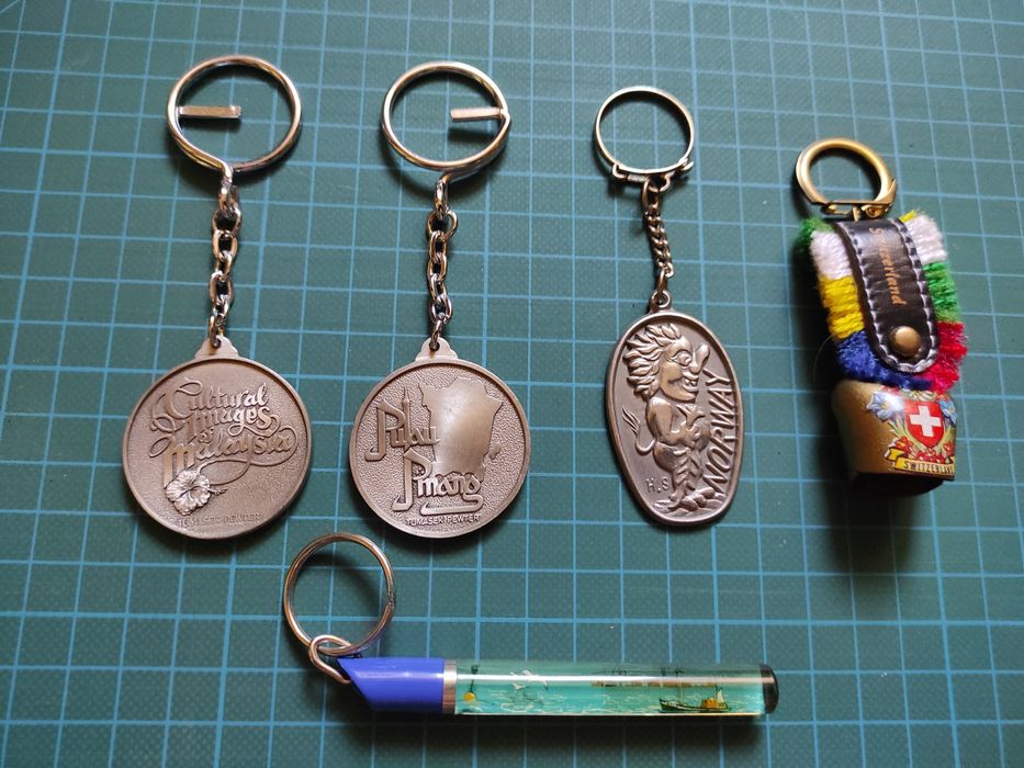 Keychains of countries, cities, and traditional art