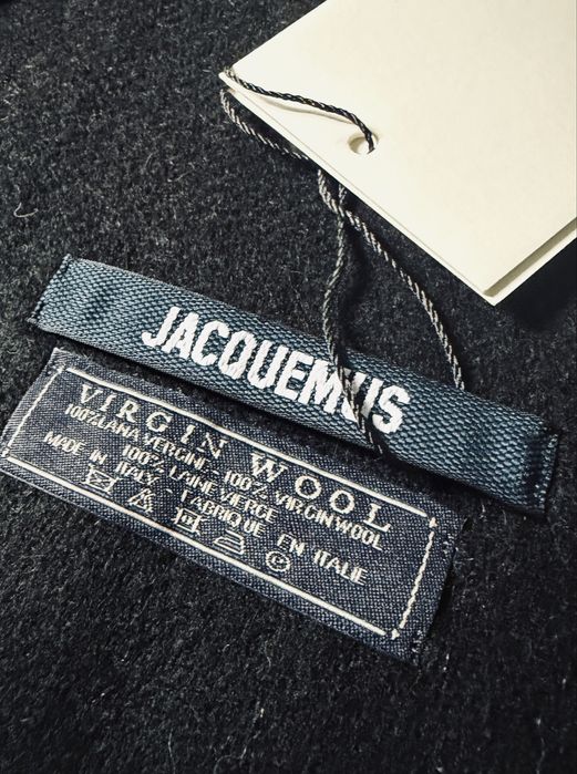 Szalik Jacquemus czarny | 100% wełna | jasne logo | NOWY z metką