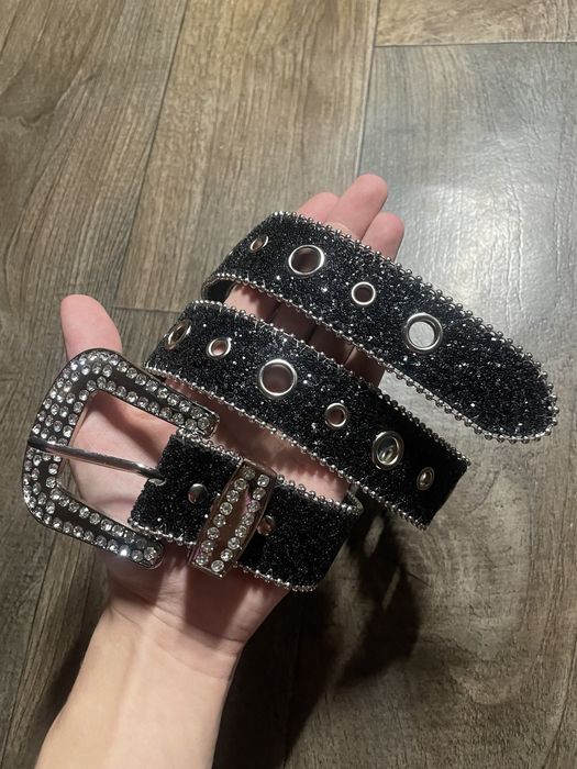 Ремень со стразами y2k черный Ремінь зі стразами чорний belt drip