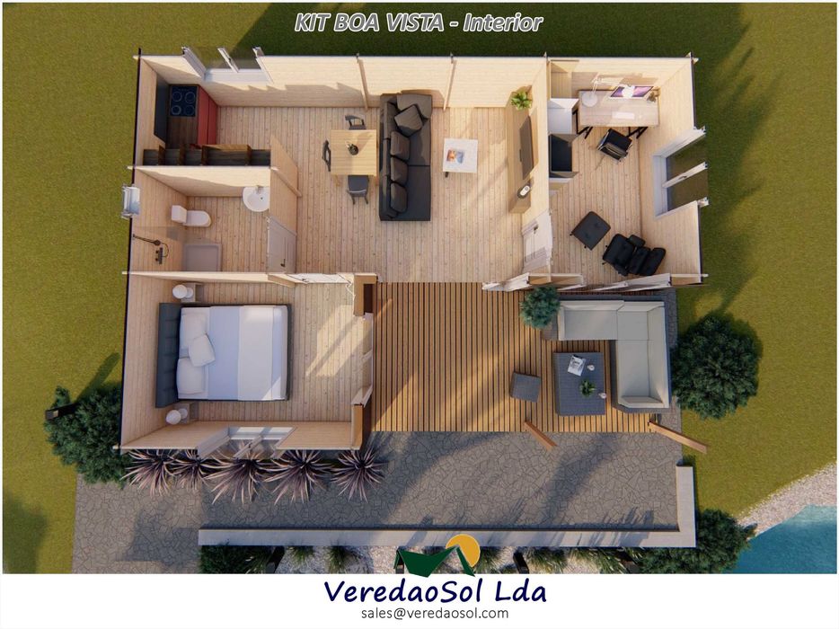 Casa madeira ARICA T2-Boa vista 63.9 m² 44 - 58 e 68 mm PREÇO SUPERIOR