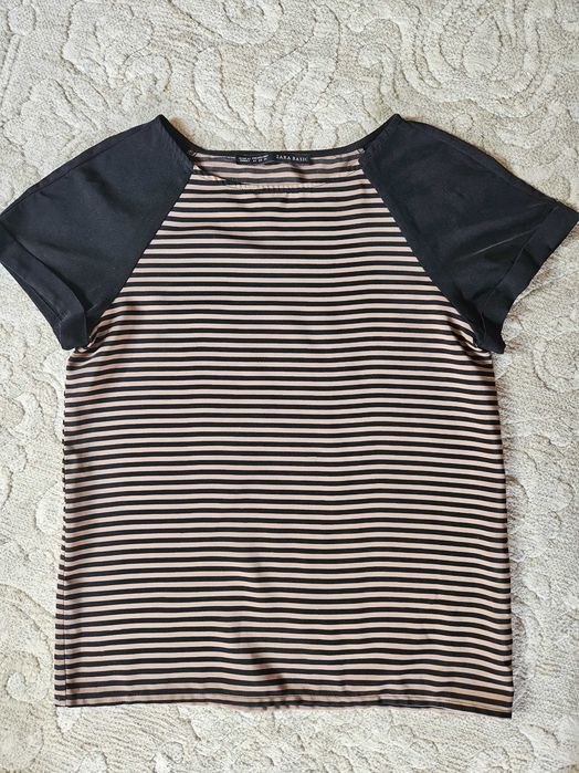 Bluzka krótki rękaw paski roz. XS/S - Zara