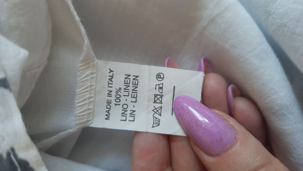Sukienka  len w szare kwiaty