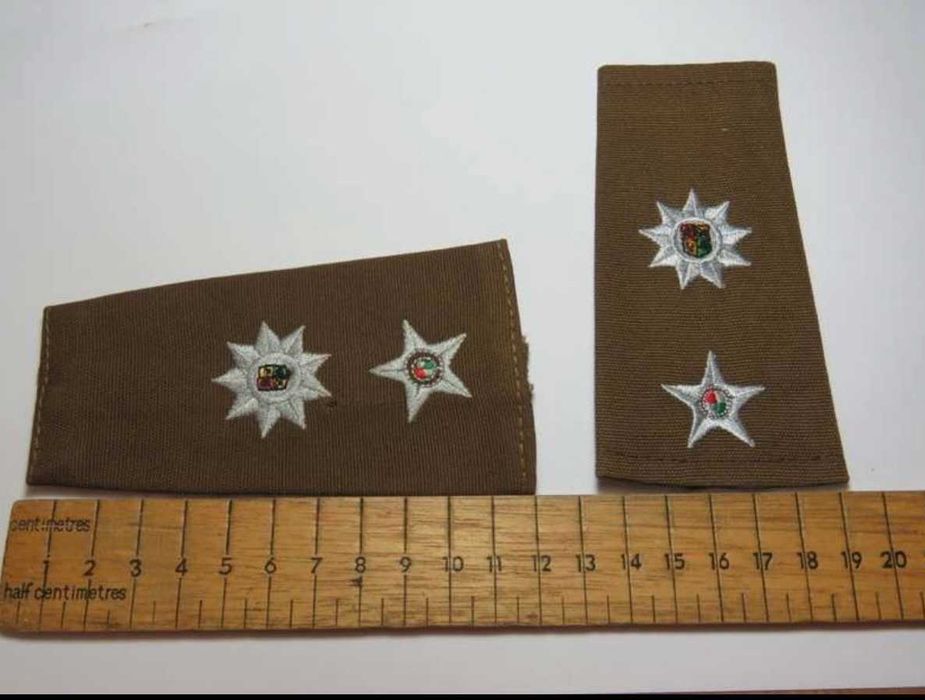 Dragonas de posto de Tenente-Coronel da Força de Defesa Nacional da África do Sul (SANDF) (Par) – Modelo Slip-on para Oficiais do Exército.