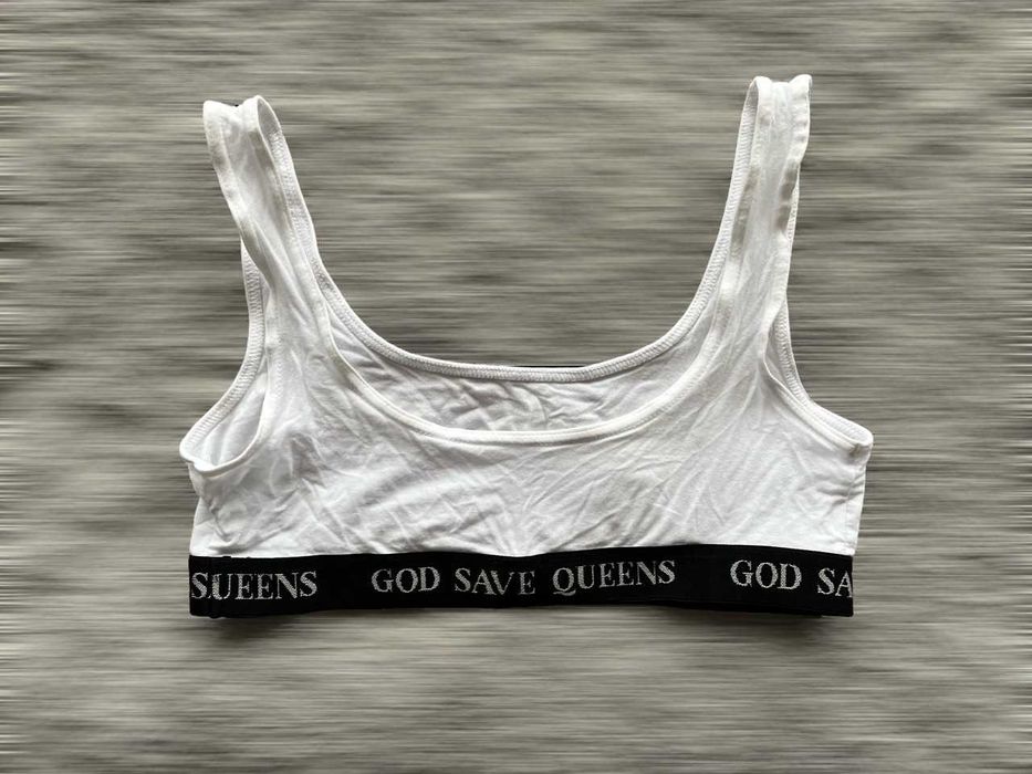 god save queens stanik top bra biustonosz biały elegancki casual l 40