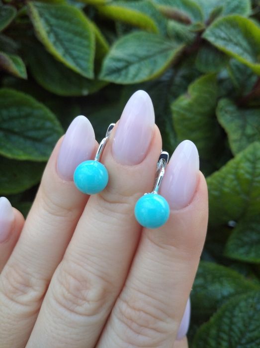 Срібні сережки з натур. каменем